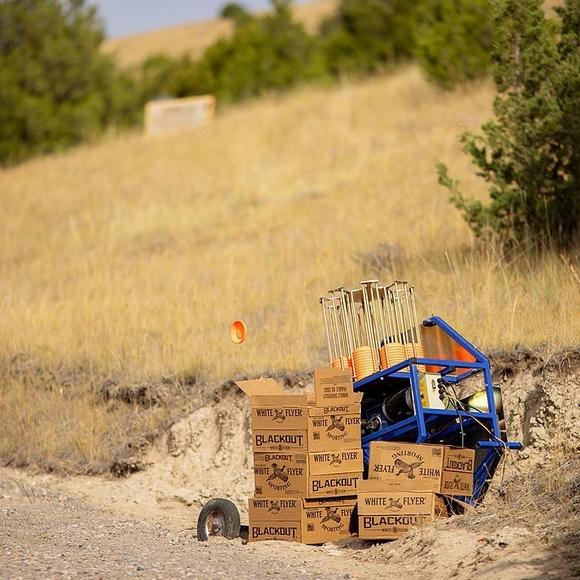 Clay shooting machine in action